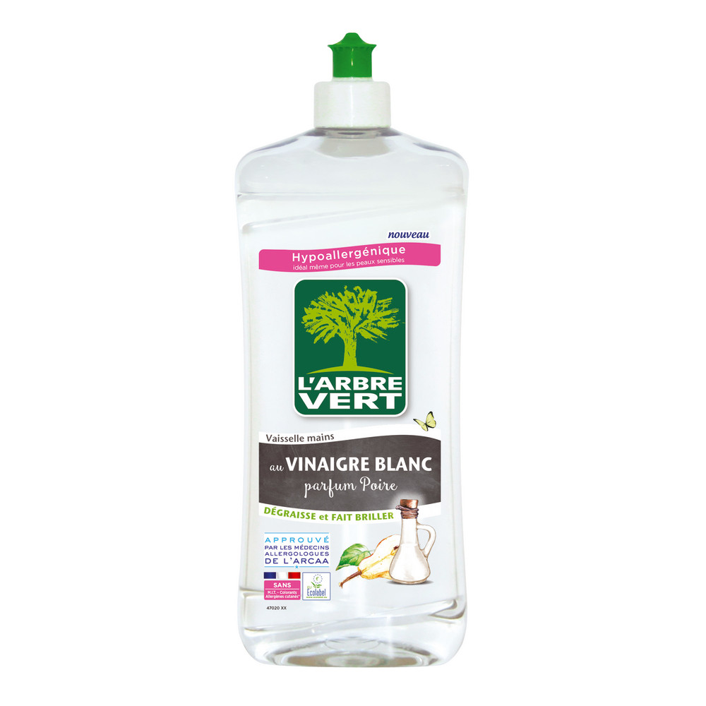 Liquide vaisselle écologique 2 en 1 L'Arbre Vert vinaigre poire 750 ml