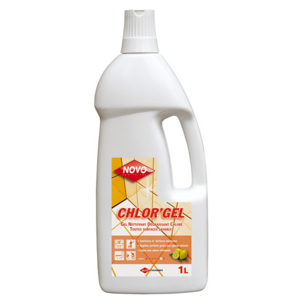 Nettoyant WC dégraissant avec javel Novo Chlor'gel citron 1 L