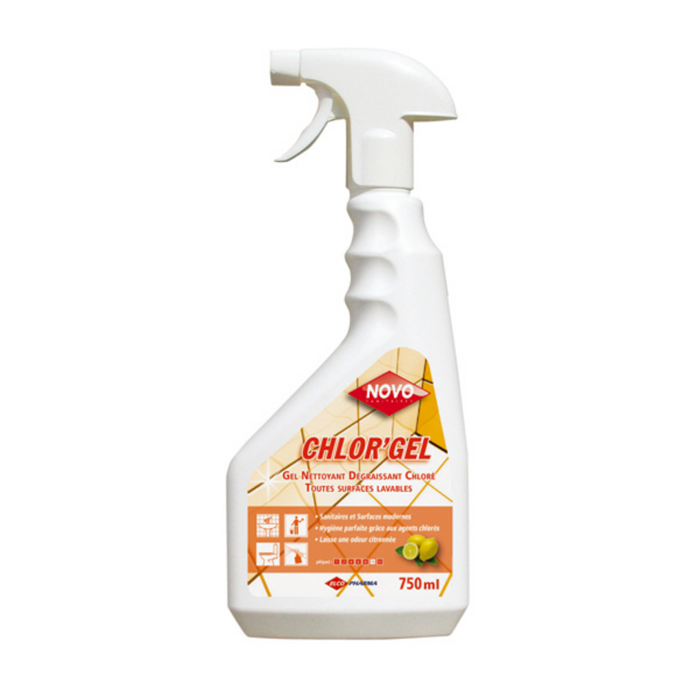 Nettoyant WC dégraissant avec javel Novo Chlor'gel citron 750 ml