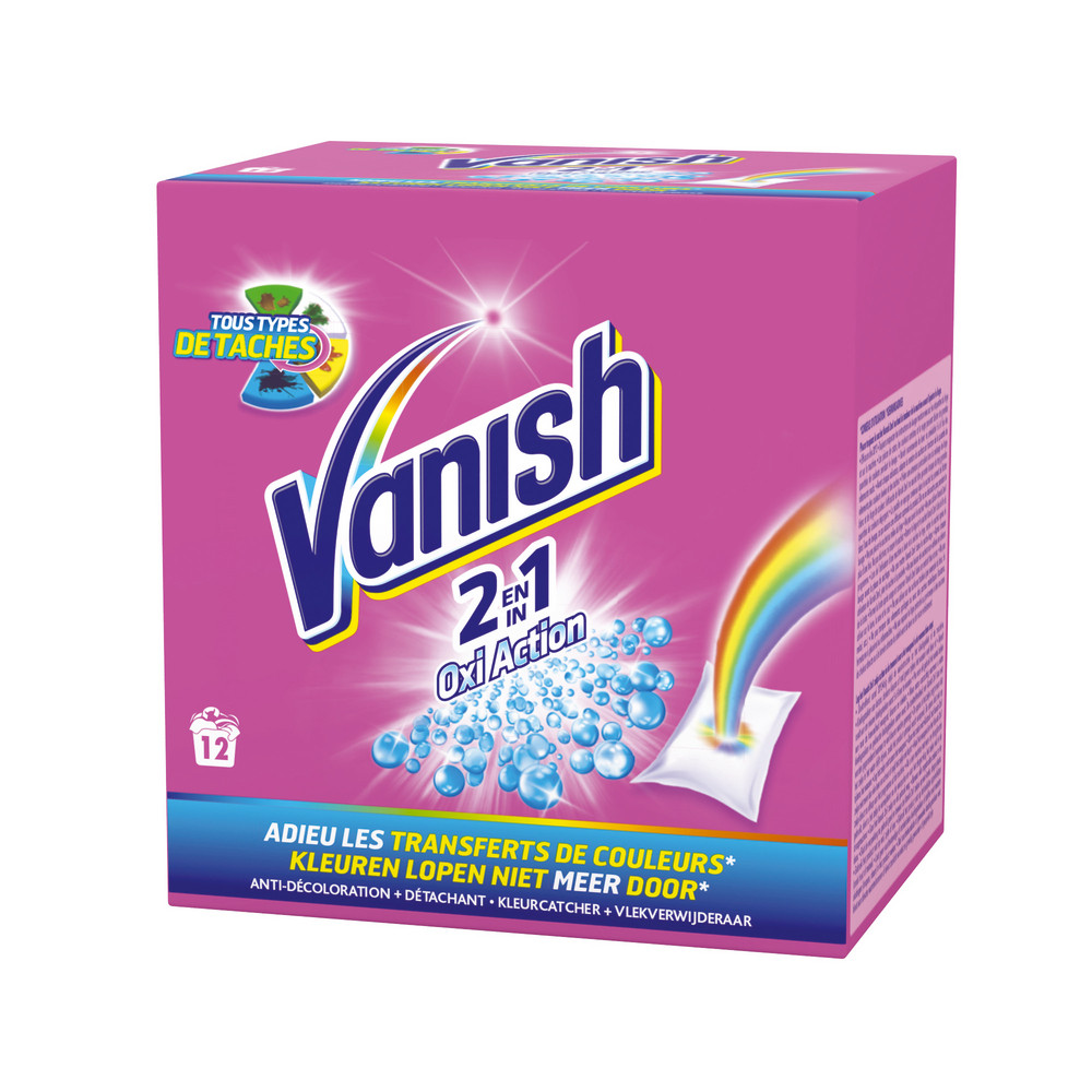 Détachant textile Vanish Oxi action magnets 2 en 1, boîte de 12