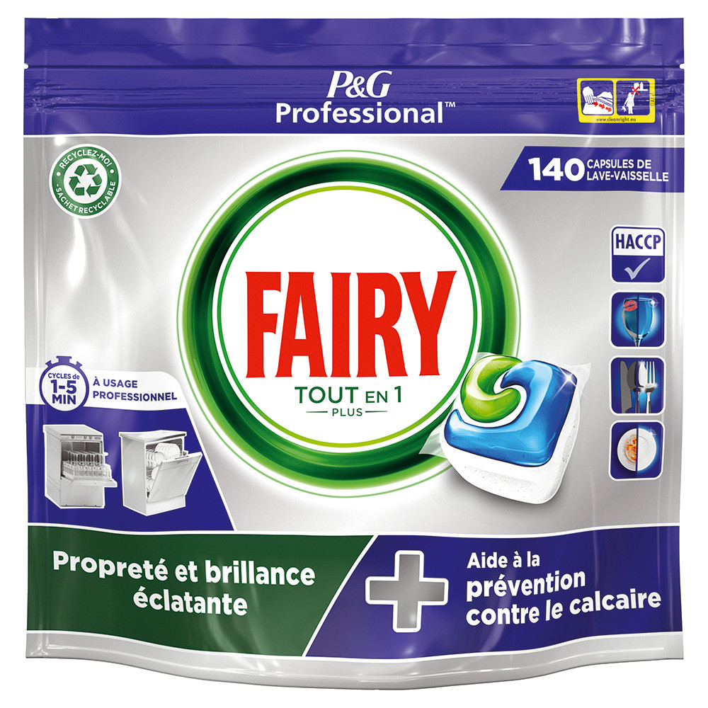 Tablettes lave-vaisselle cycle court Fairy All In One, paquet de 140
