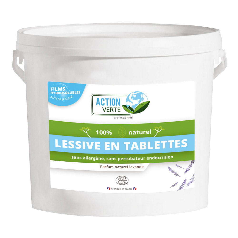 Tablettes lessive écologique concentrée Action Verte, seau de 160