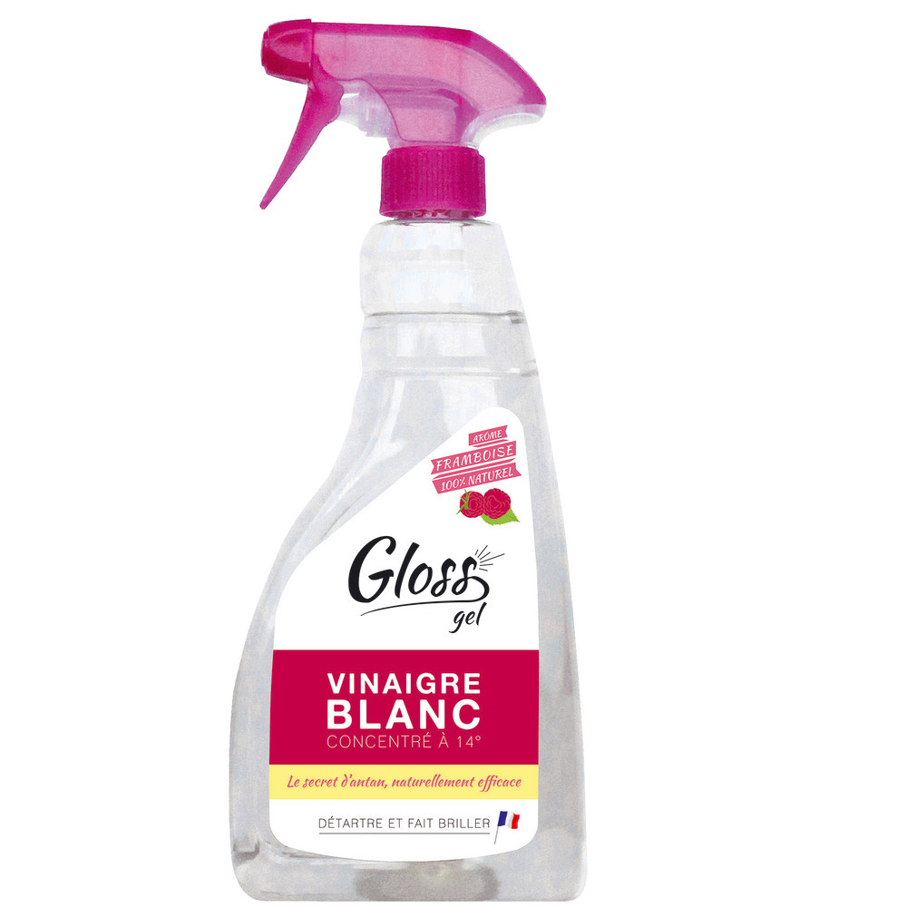 Vinaigre blanc 14° concentré en gel HACCP Gloss framboise 750 ml