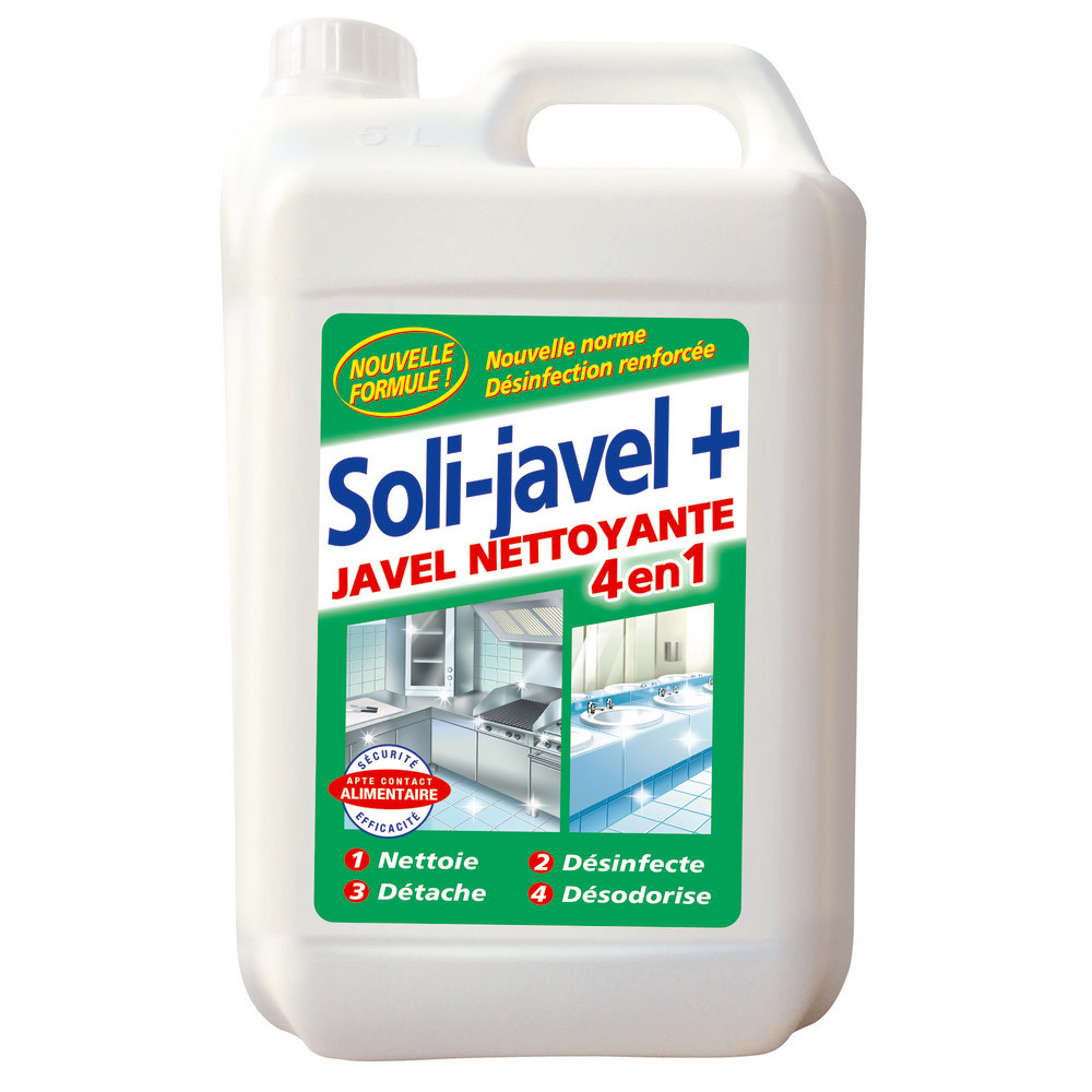 Javel nettoyante désinfectante 4 en 1 Solipro Soli-javel+ 5 L