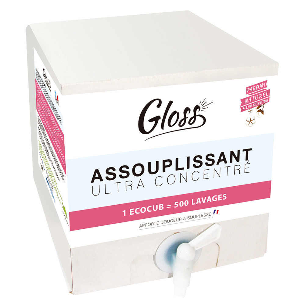 Adoucissant concentré Gloss Ecocub fleur de coton 500 lavages