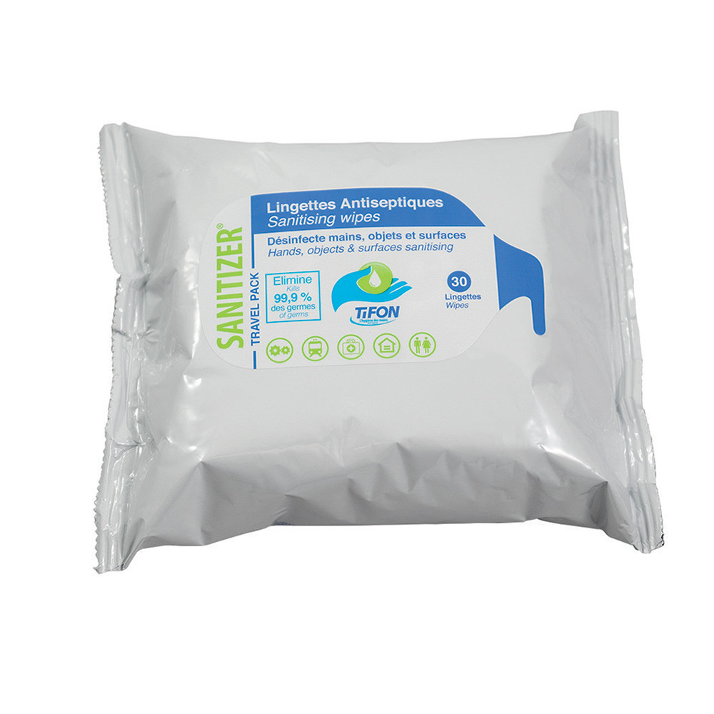 Lingettes désinfectantes mains et surfaces Sanitizer, étui de 30