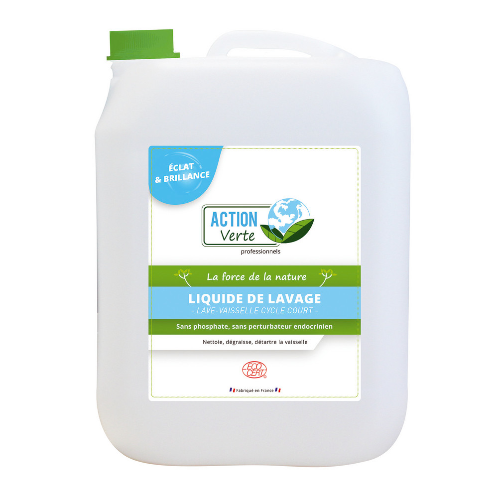 Liquide lave-vaisselle cycle court écologique HACCP Action Verte 10 kg