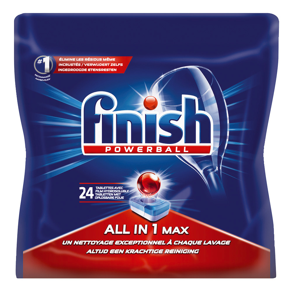 Tablettes lave-vaisselle cycle long Finish All in 1 Max, sachet de 24