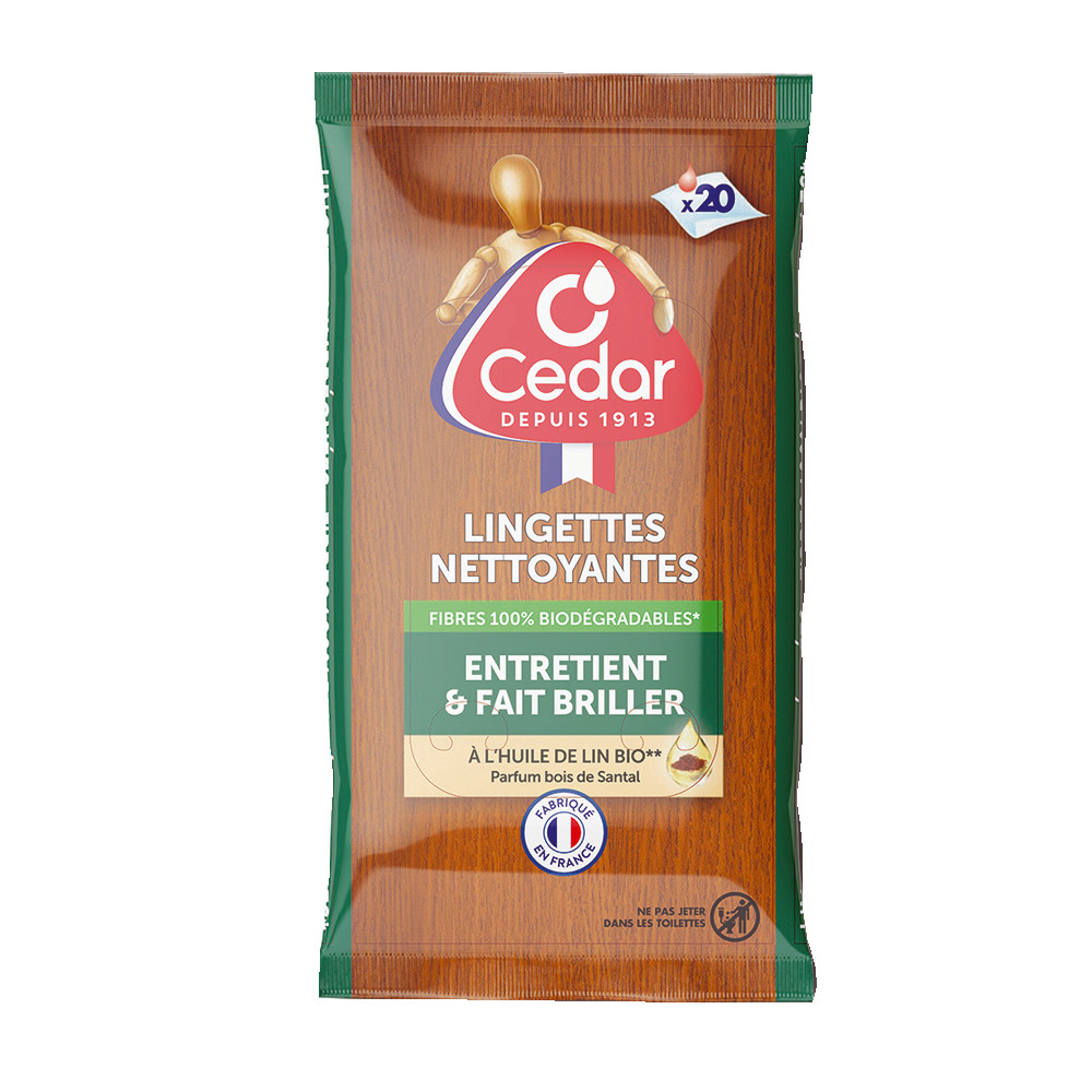 Lingettes nettoyantes dépoussiérantes bois O'Cedar, étui de 20