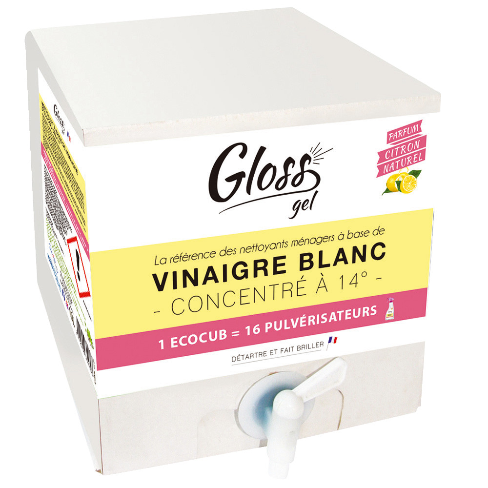 Vinaigre blanc concentré en gel Gloss citron, Ecocub de 10 L