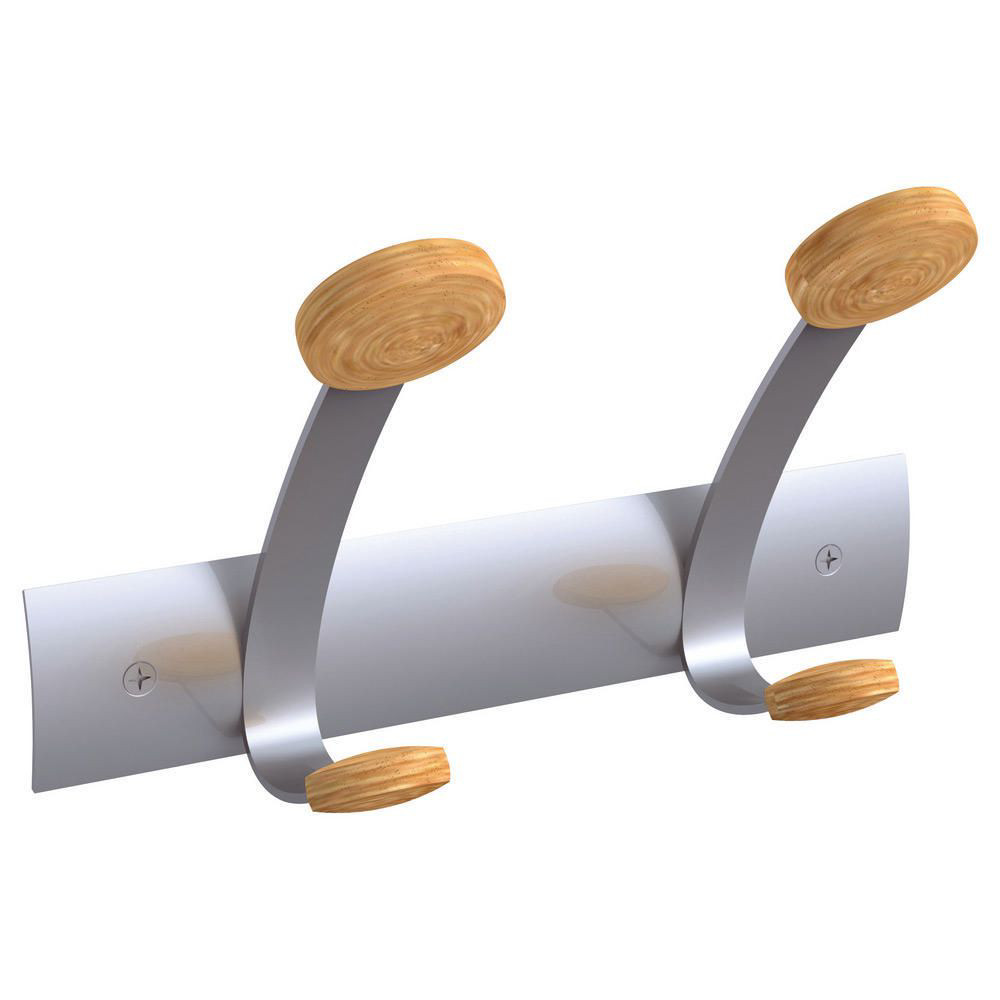 Patère murale 2 têtes en métal et bois Alba