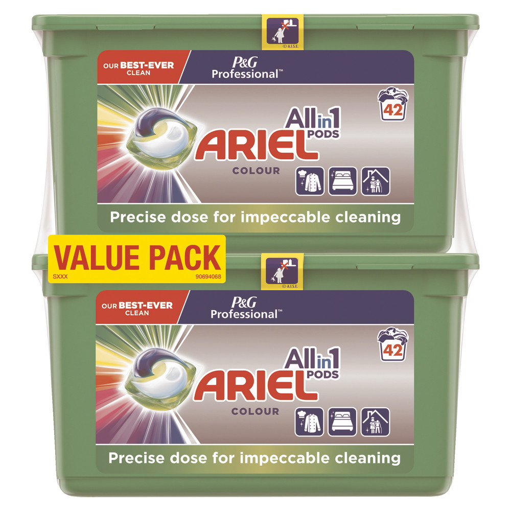 Dosettes lessive Ariel Pods 3 en 1 colour, 2 boîtes de 42