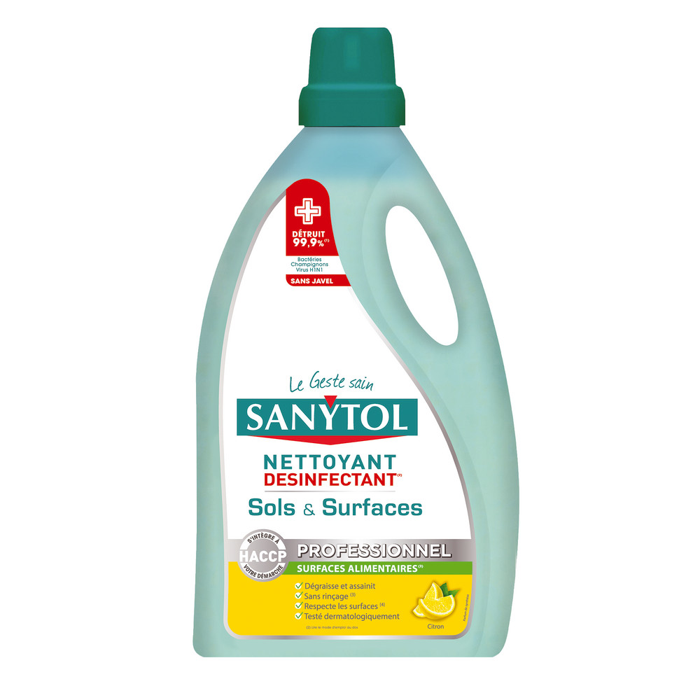 Désinfectant multi-usages nettoyant HACCP Sanytol citron 5 L