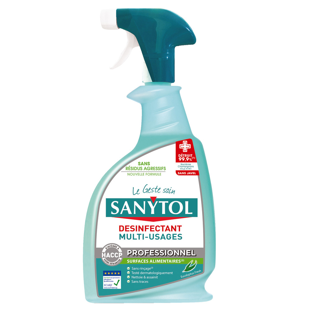 Désinfectant multi-usages nettoyant HACCP Sanytol eucalyptus 750 ml