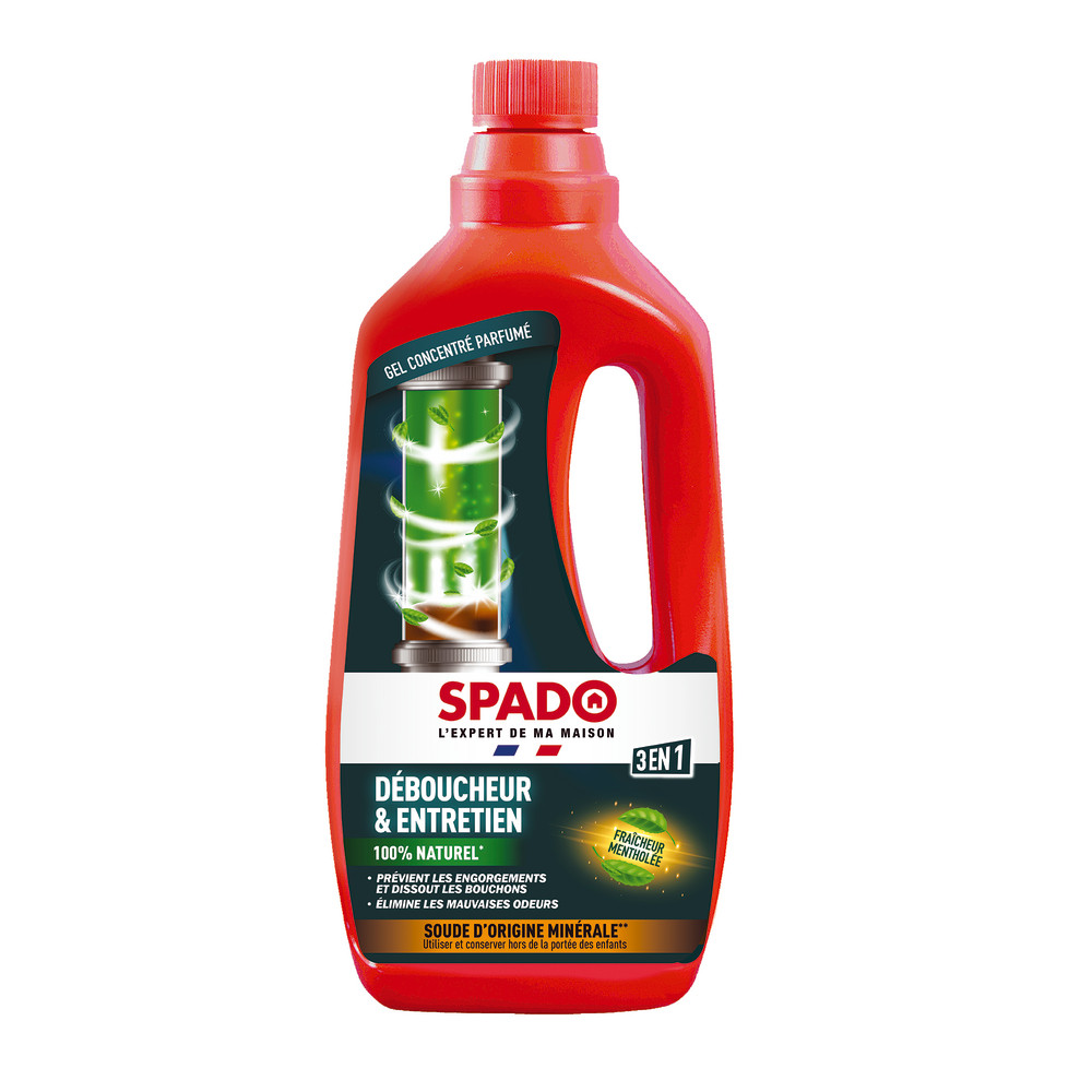 Déboucheur gel parfumé 3 en 1 pour canalisations Spado 1 L