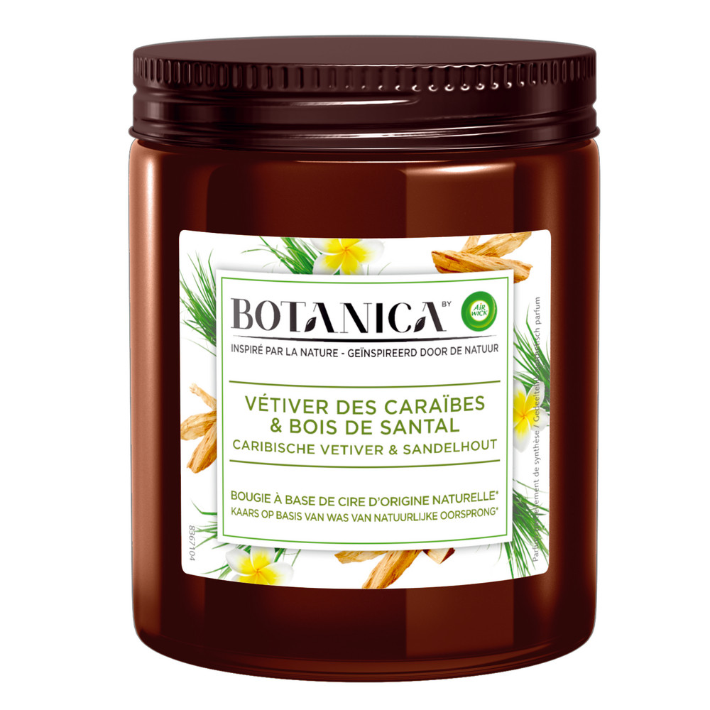 Bougie parfumée Air Wick Botanica vétiver et bois de santal 205g