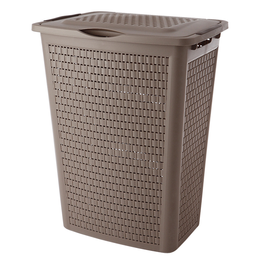 Panier à linge plastique Country taupe 50 L