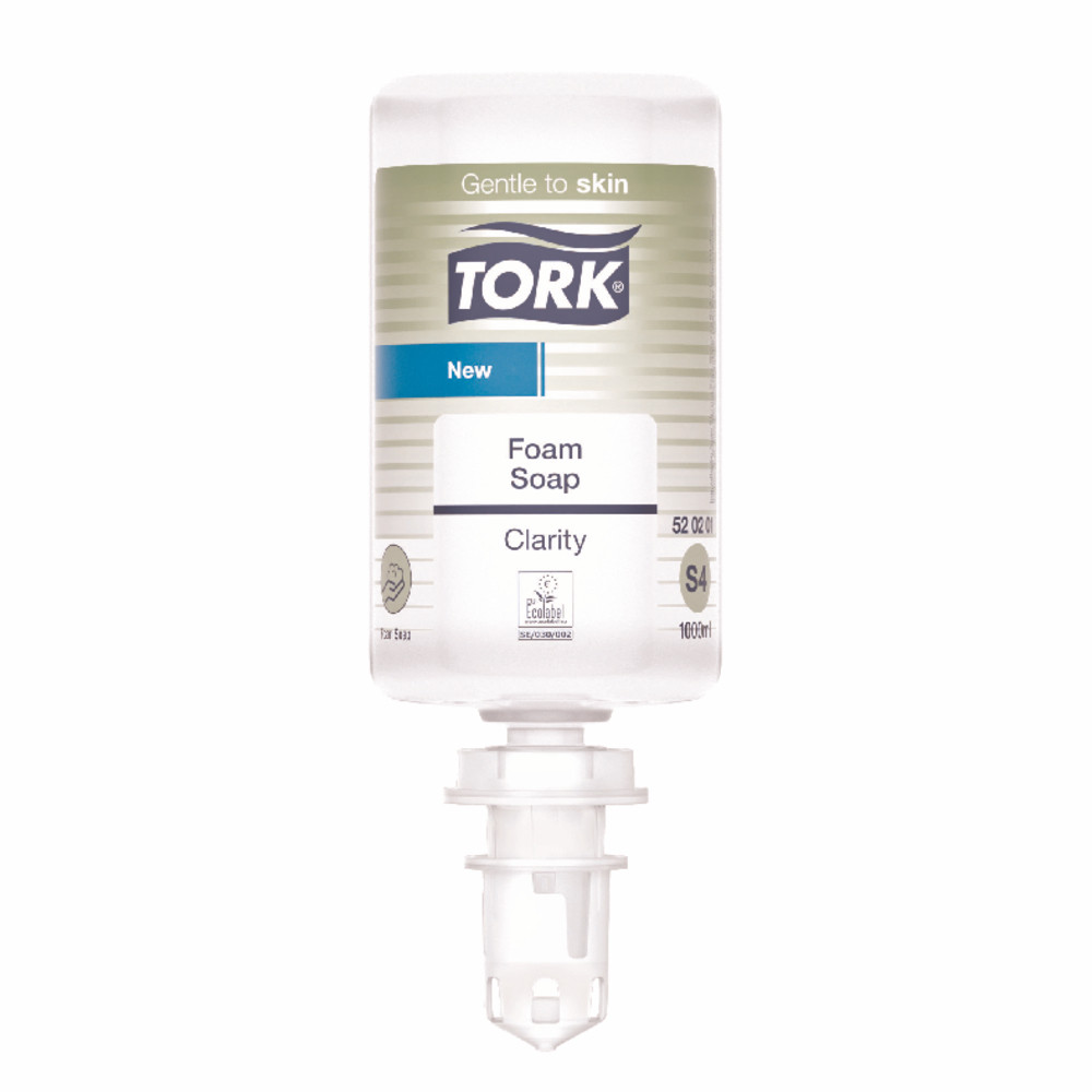 Savon mousse mains Tork, limpide, cartouche de 1000 ml, sans parfum