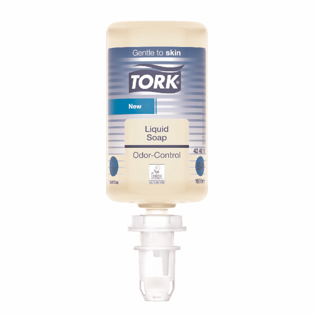 Savon liquide mains anti-odeurs Tork, cartouche de 1000 ml, sans parfum