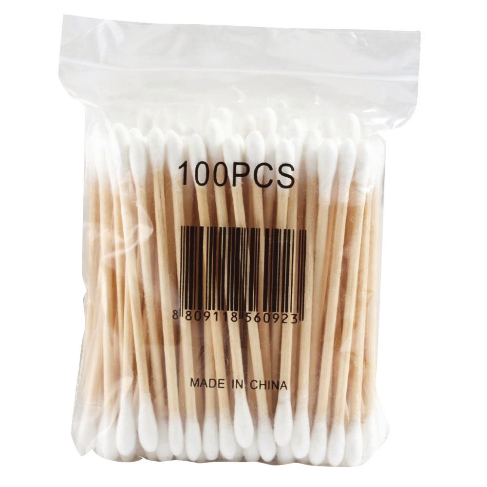 Coton-tiges en bois, sachet de 100 bâtonnets