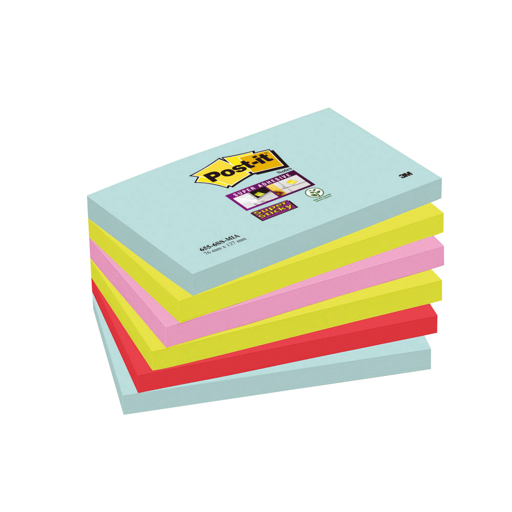 12 blocs notes Super Sticky Post-it® 76 x 127 mm collection Cosmic, le lot