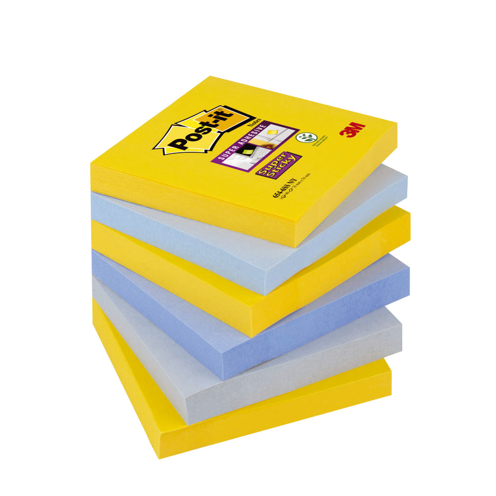6 blocs notes Super Sticky Post-it® 76 x 76 mm collection New-York, le lot