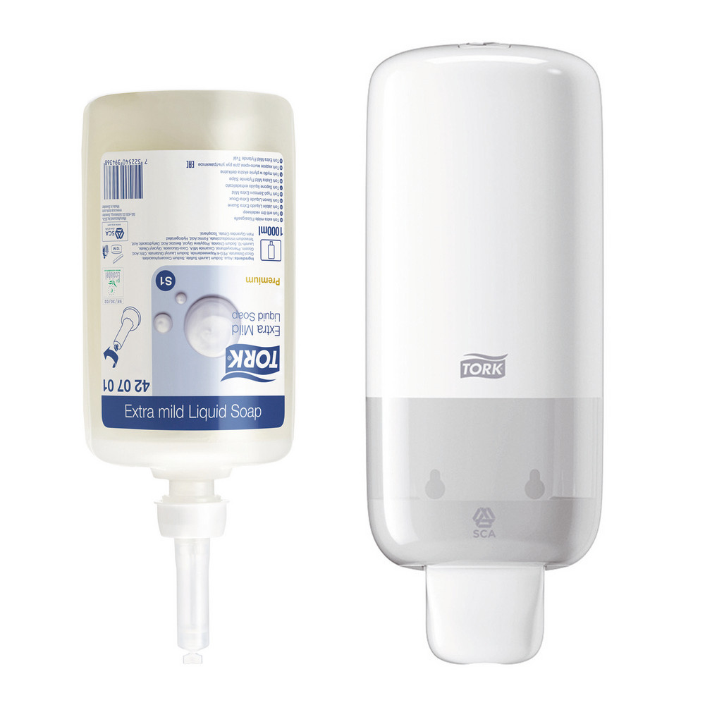 Kit Tork S4, lot de 6 cartouches de savon mousse extra doux + EN CADEAU le distributeur