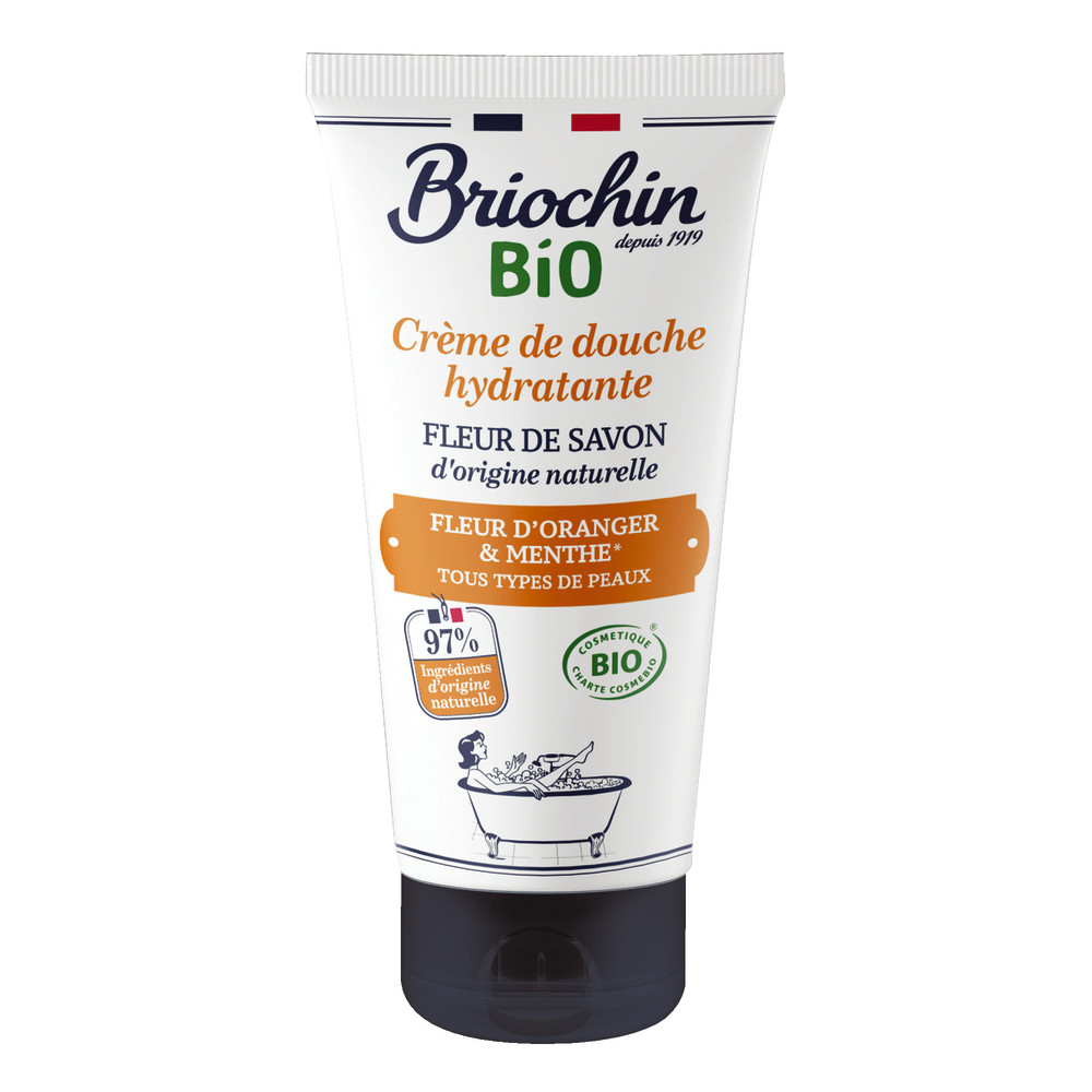 Crème de douche Bio 200 ml Briochin, senteur fleur d'oranger et menthe