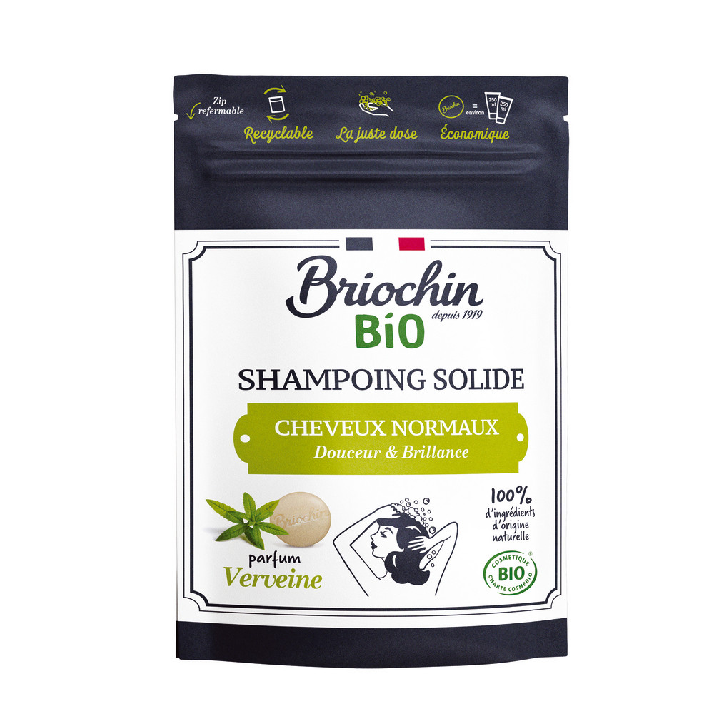 Shampoing solide bio cheveux normaux 75g Briochin, parfum verveine