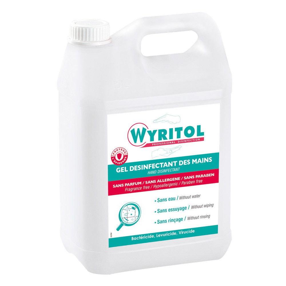 Gel hydroalcoolique Wyritol, bidon de 5 L