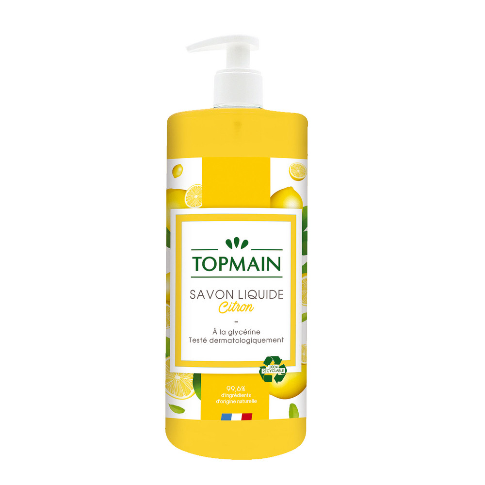 Savons glycérinés Topmain citron 500 ml, lot de 12