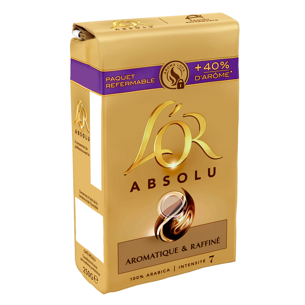 Café moulu L'Or Absolu, 100% arabica, 2 x 250 g