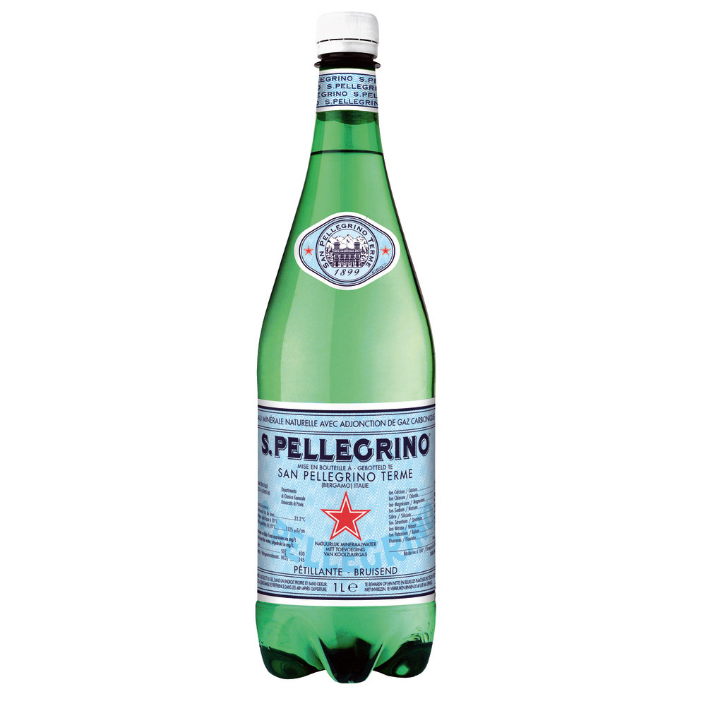 Eau gazeuse San Pellegrino, en bouteille, lot de 6 x 1 L
