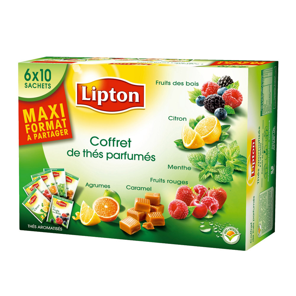 Coffret de thés Lipton, assortiment de 60 sachets