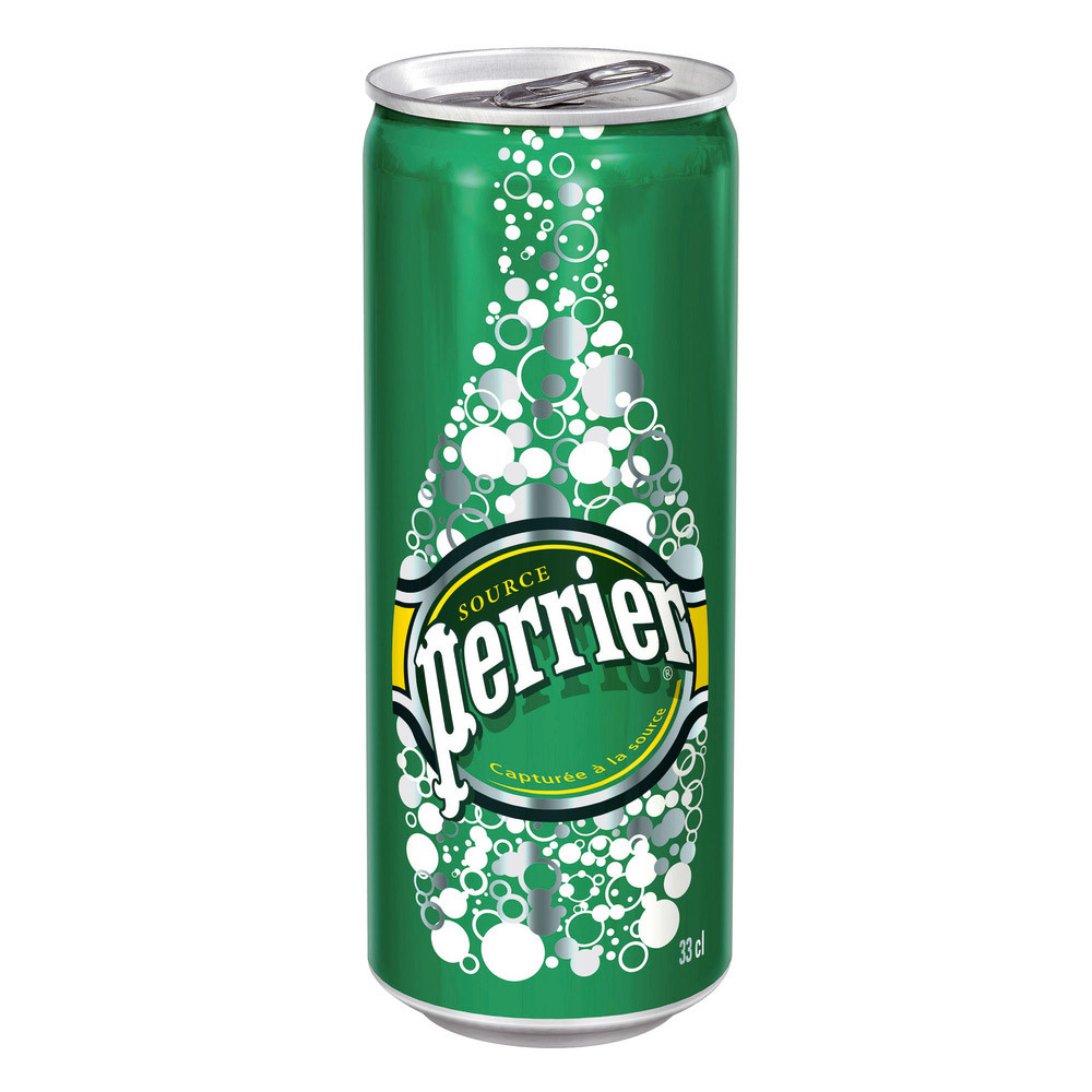 Eau gazeuse Perrier, en canette slim can, lot de 24 x 33 cl