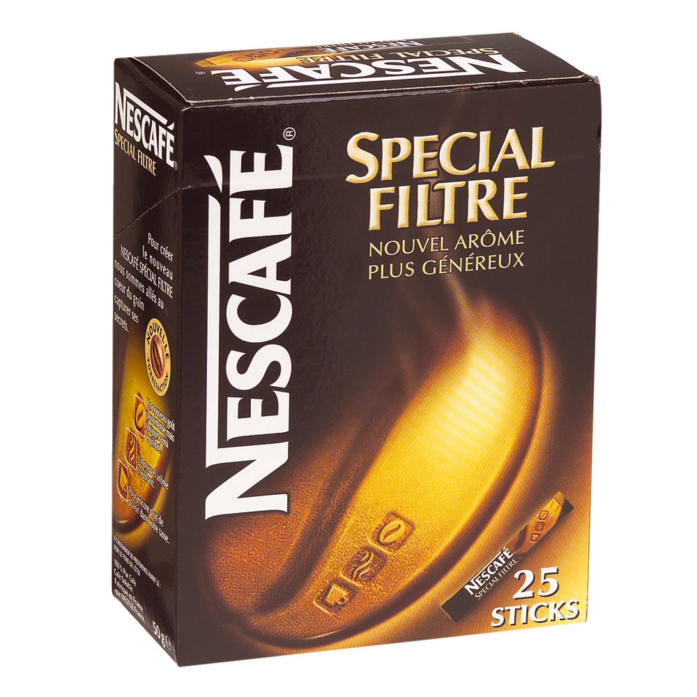 Café soluble Nescafé Spécial filtre, boîte de 25 sticks
