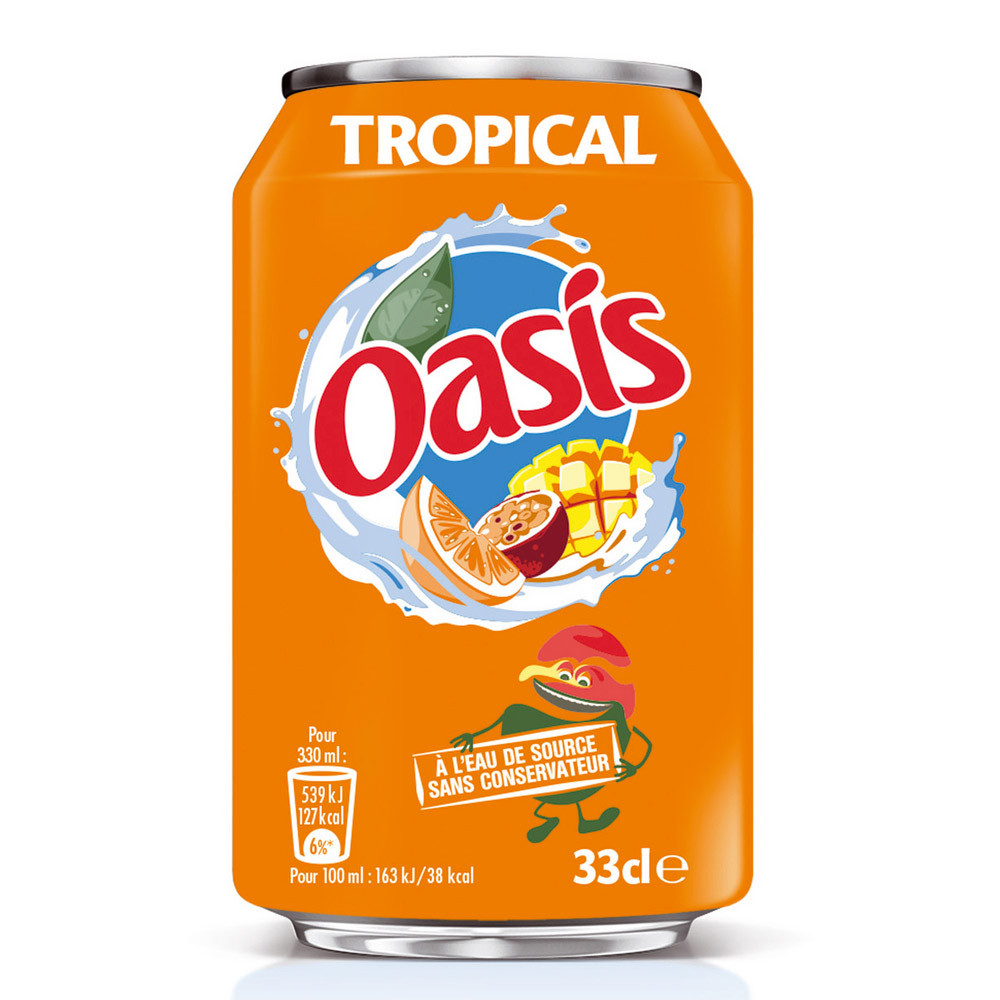 Oasis Tropical, en canette, lot de 24 x 33 cl