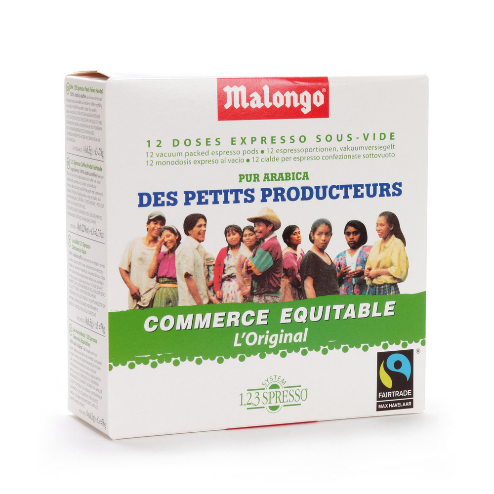 16 dosettes de café moulu 1, 2, 3 Spresso Malongo Des Petits Producteurs