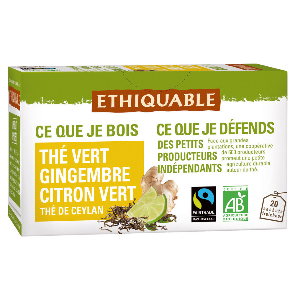 2 paquets Thé Vert Gingembre/ Citron vert Ethiquable