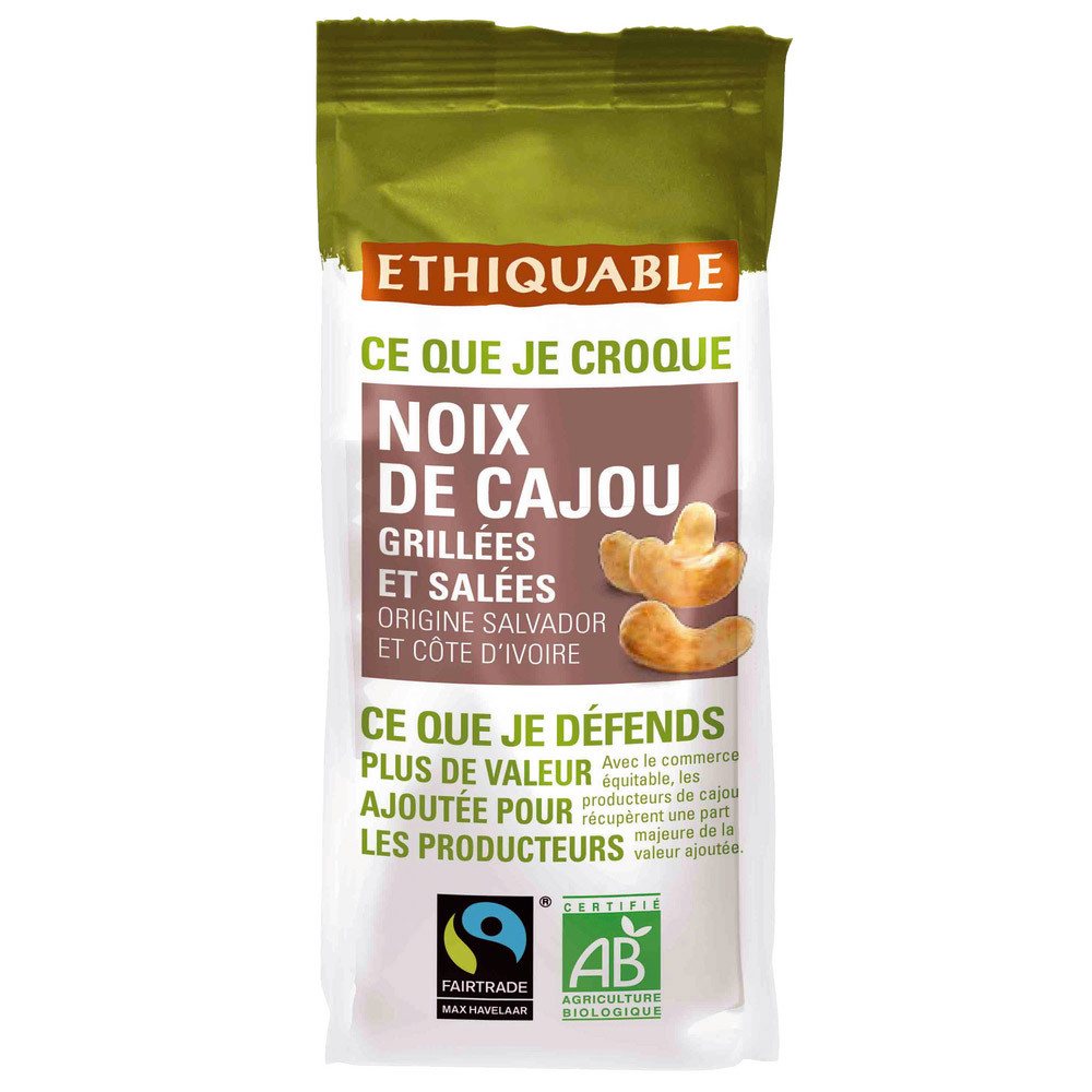 Noix de cajou Ethiquable, paquet de 125 g