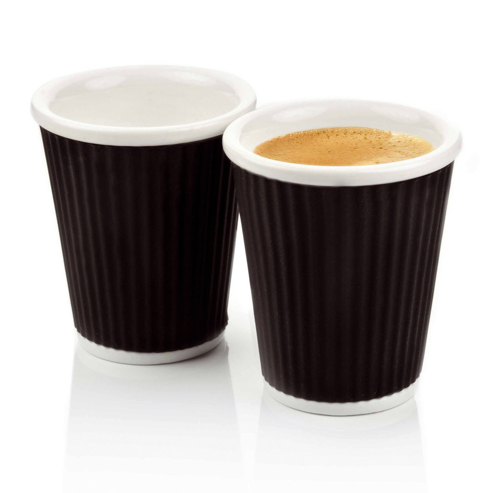 Gobelets porcelaine 18 cl Take a break Cep, coloris noir, le lot de 2