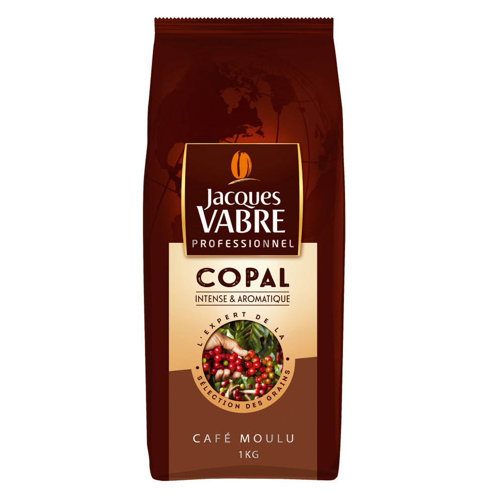 Café moulu Jacques Vabre Copal, mélange robusta/ arabica, paquet de 1 kg