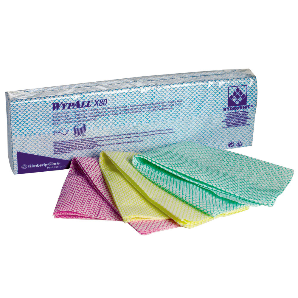25 lavettes non-tissées Wypall X80 Kimberly-Clark rouge