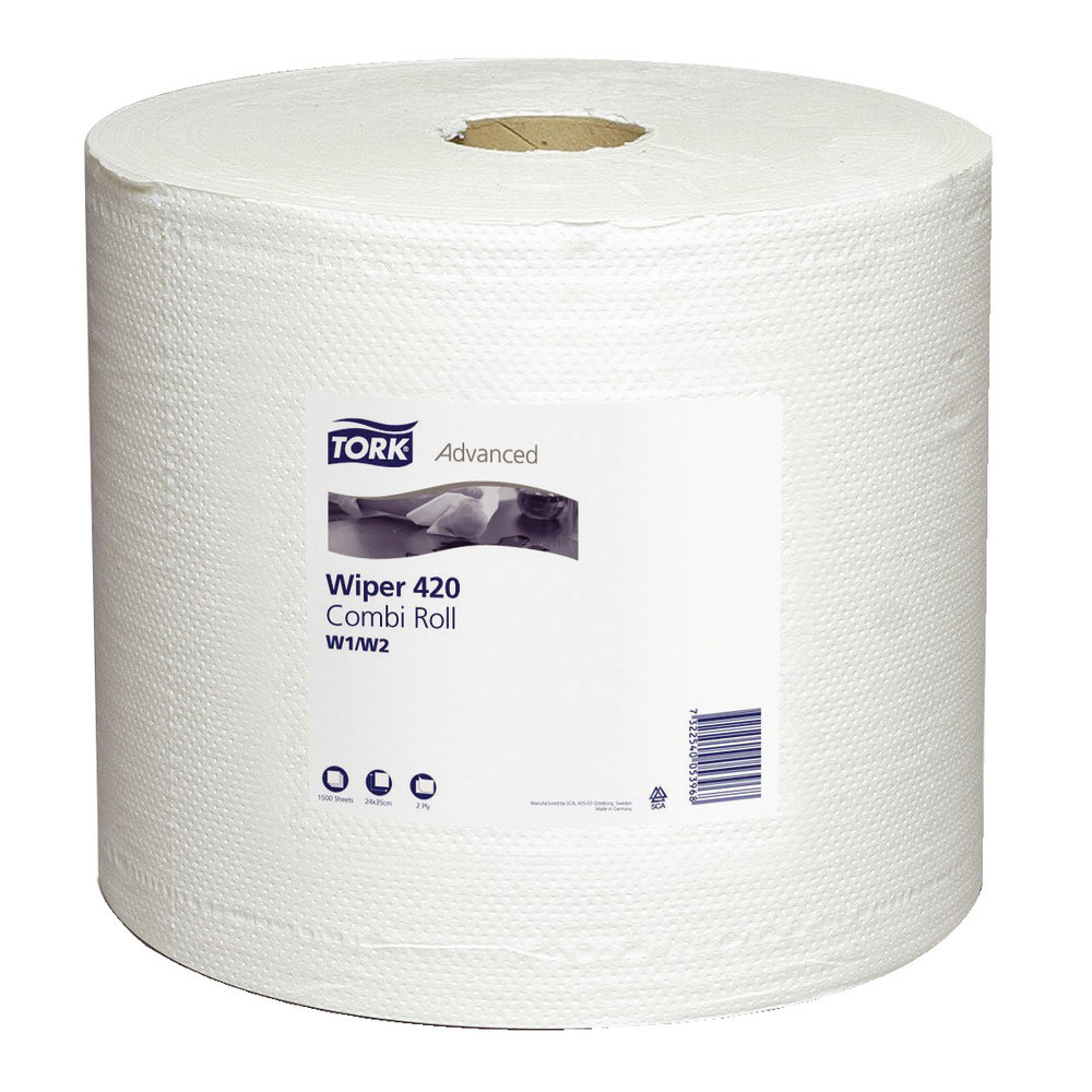 2 bobines d'essuyage Tork Papier d'essuage Plus, 1500 formats