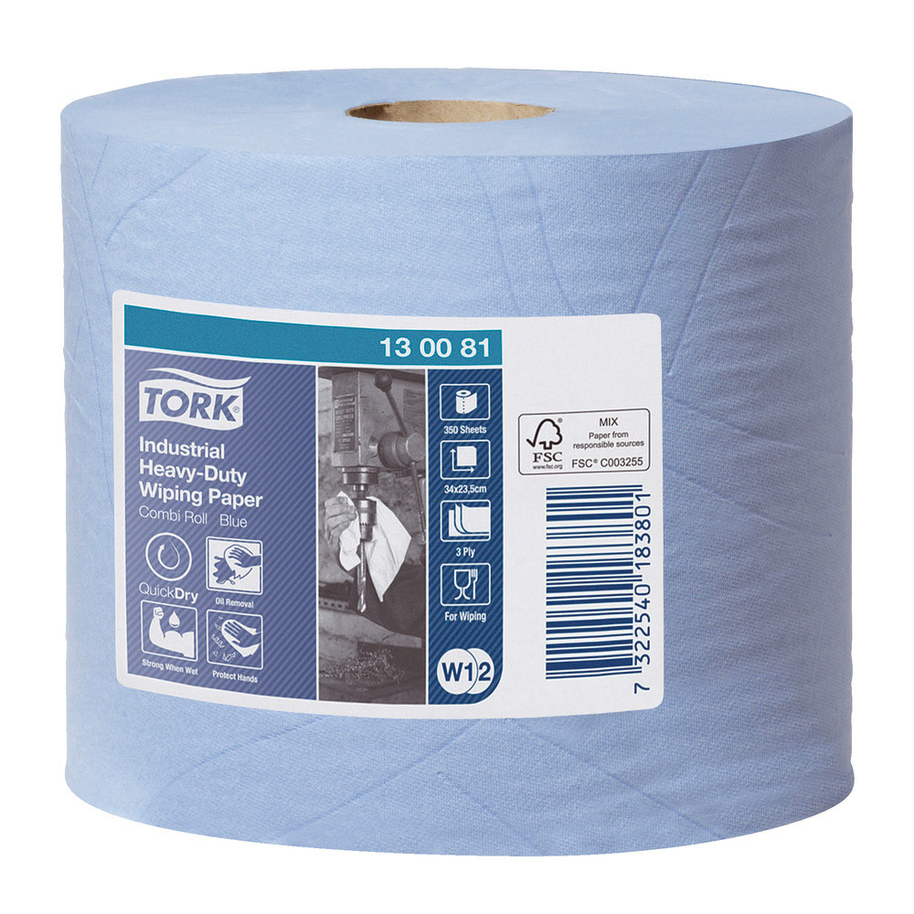 2 bobines d'essuyage Tork Papier d'essuyage industriel, 350 formats