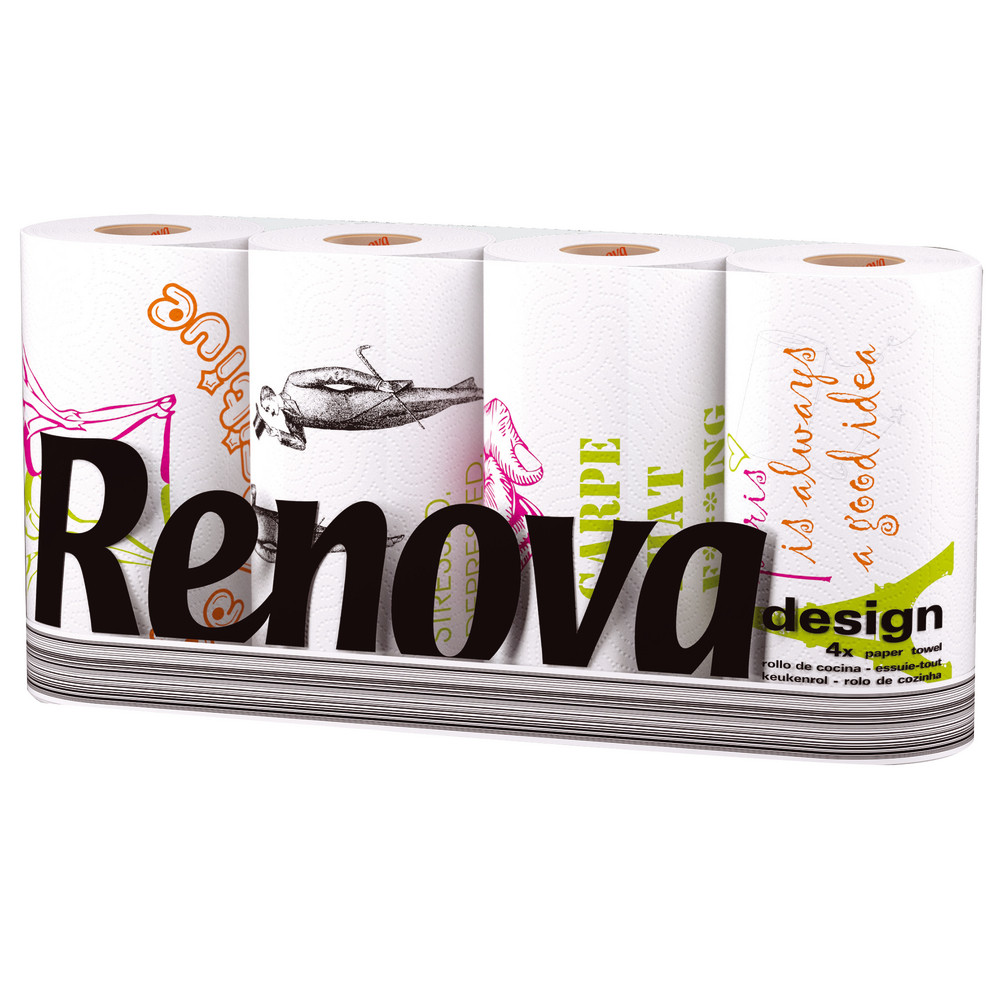 Essuie-tout Renova Design, lot de 4 rouleaux