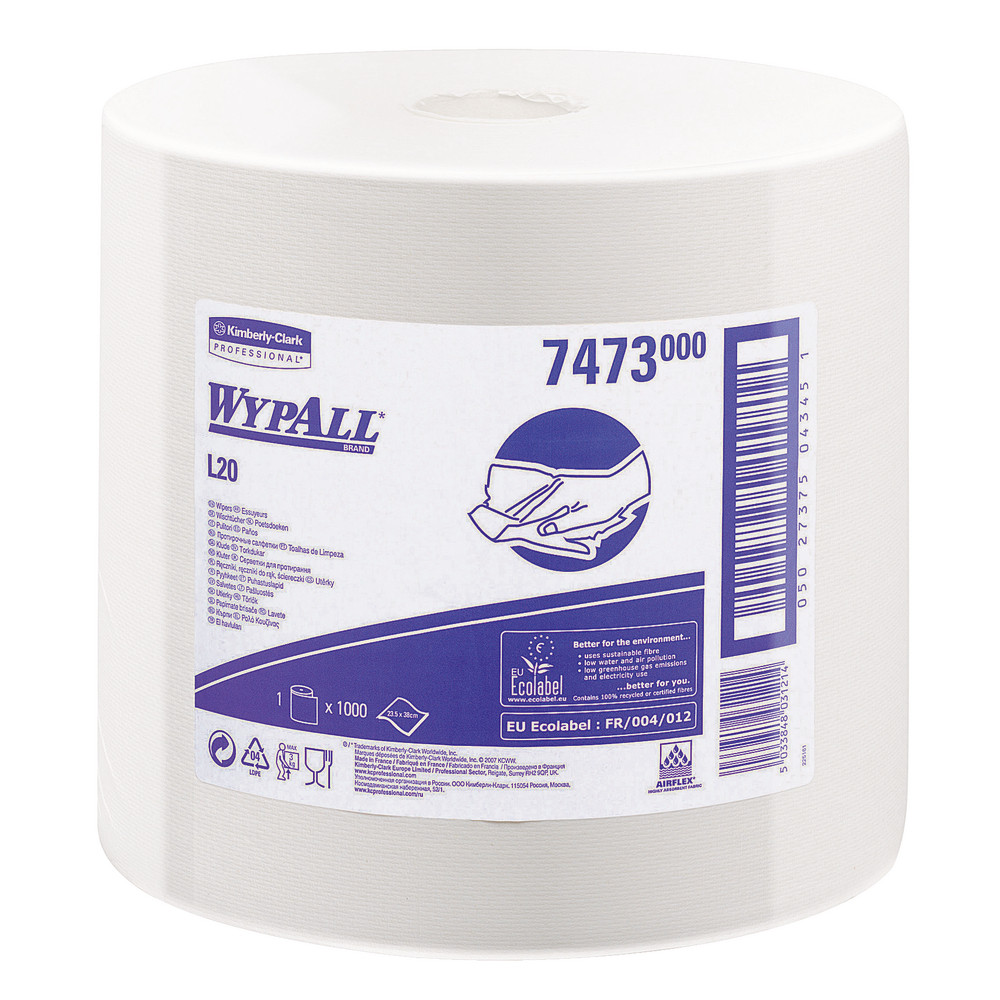 Bobine d'essuyage blanche Wypall L20, 1000 formats