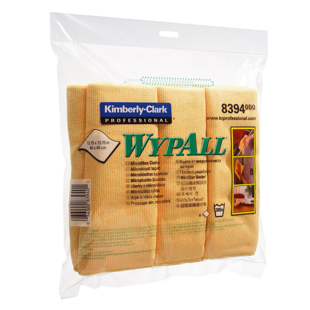 6 lavettes microfibres Wypall Kimberly-Clark jaune
