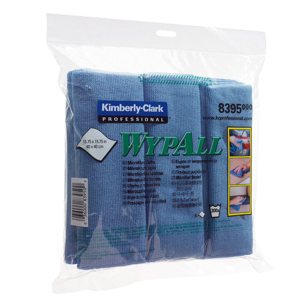 6 lavettes microfibres Wypall Kimberly-Clark bleu