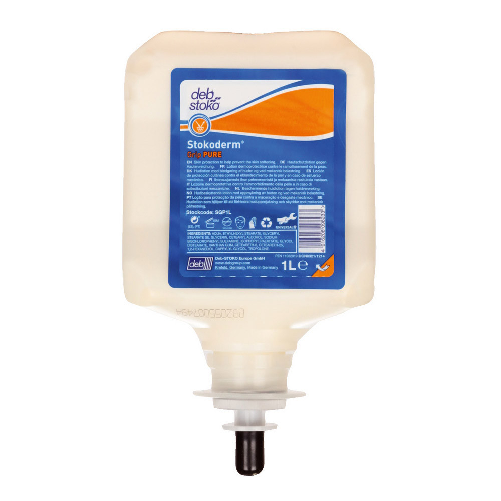 Crème de protection cutanée Stokoderm Grip Pure, 6 cartouches de 1 L